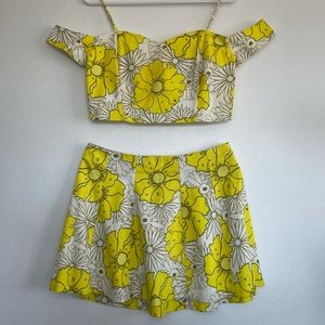 TOPSHOP floral print top and mini skirt